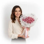 20 Adet Gülden Oluşan Pembe Gül Buketi - Görsel 2